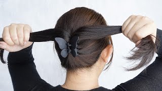 Easy Bun Hairstyle With Butterfly Claw Clip  Small Clutcher Juda Hairstyle For Medium Hair [upl. by Halbeib]