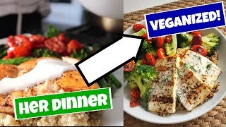 Veganizng my Favorite YouTubers DINNER  Allana Davison recreation [upl. by Ellehcem]