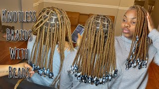 Short Medium Knotless Box Braids With Beads  Custom Hair Blend [upl. by Purse974]