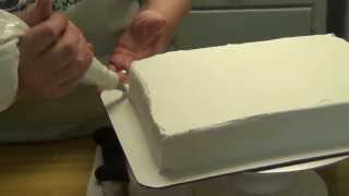 Icing a Quarter Sheet Cake with an Easy Icer and adding two borders [upl. by Yahiya913]