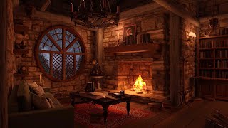 Cozy Hut Ambience  Gentle Night Rain amp Fireplace [upl. by Leacim]