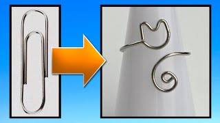 Paperclip Kitty Cat Ring Wire Jewelry Making DIY Tutorial [upl. by Crispen]