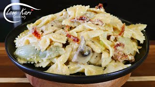 Johnny Carinos Spicy Romano Chicken Pasta Recipe Como Hacer Bow Tie Pasta Receta [upl. by Leavy]