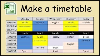 How to make a timetable in Excel [upl. by Alister]