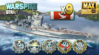 Battleship Warspite 9 ships destroyed  World of Warships [upl. by Aldercy924]